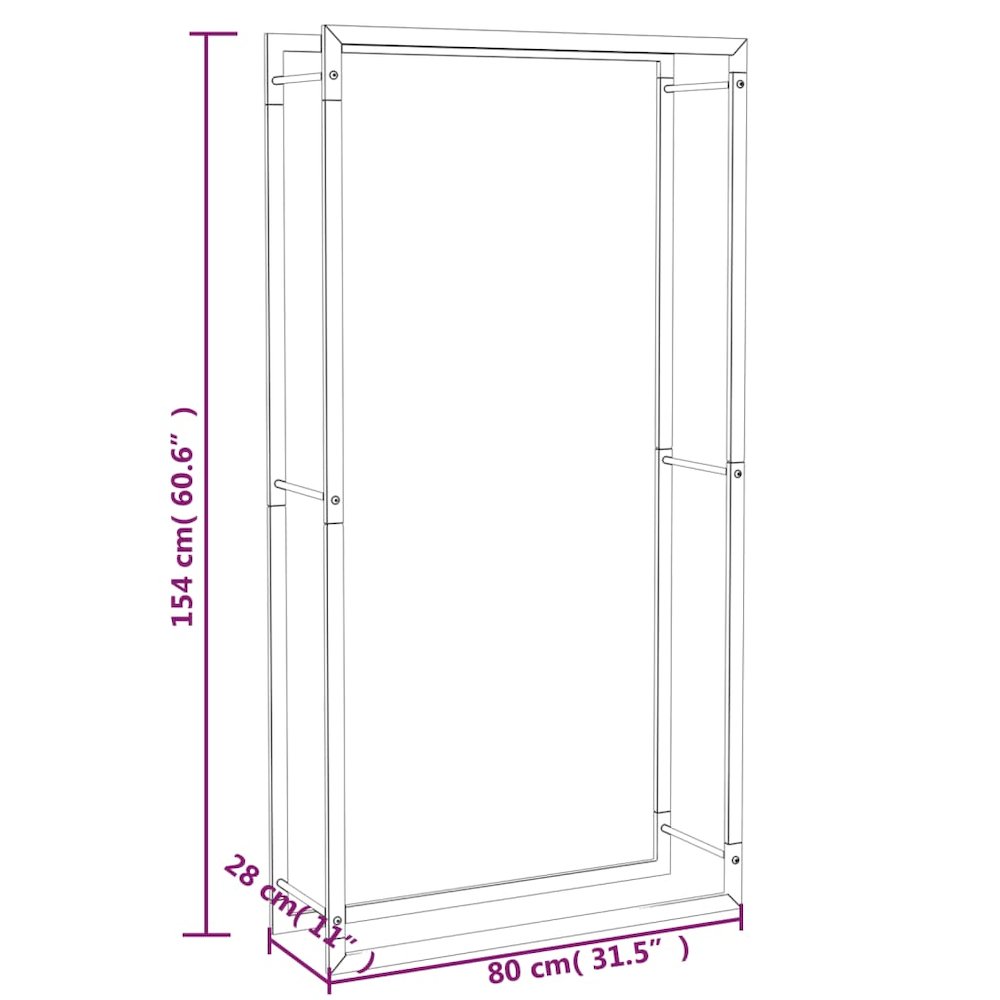 Firewood Rack Matt Black 31.5"x11"x60.6" Steel. Picture 6