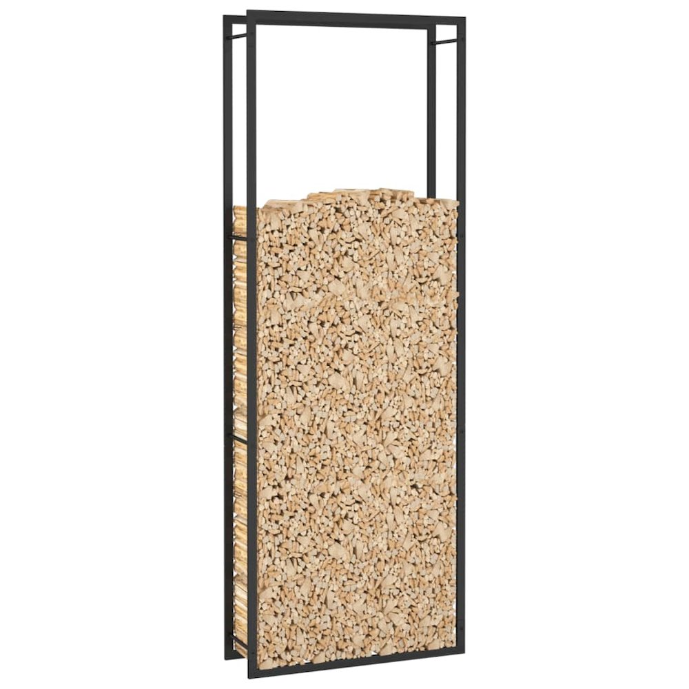 Firewood Rack Matt Black 31.5"x11"x87.4" Steel. Picture 5
