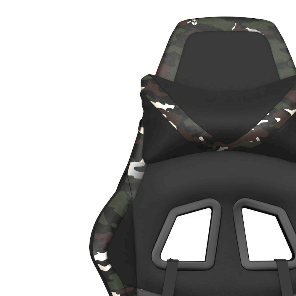 Gaming Chair with Footrest Black and Camouflage Faux Leather. Picture 12