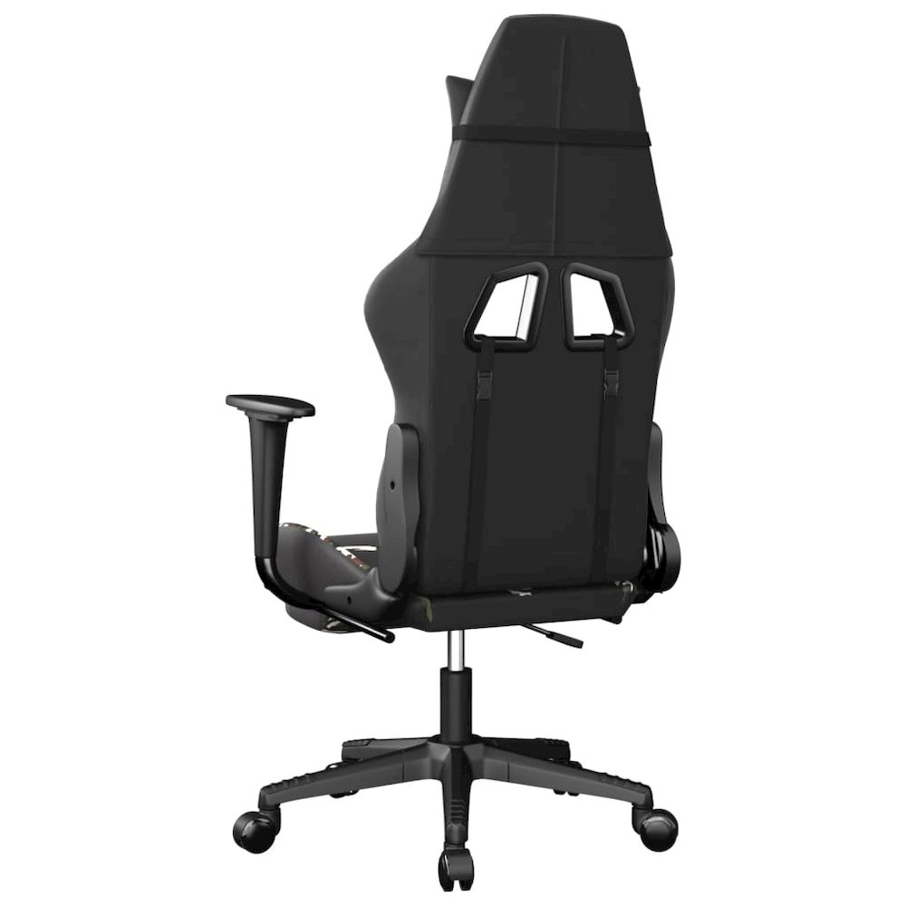 Gaming Chair with Footrest Black and Camouflage Faux Leather. Picture 5