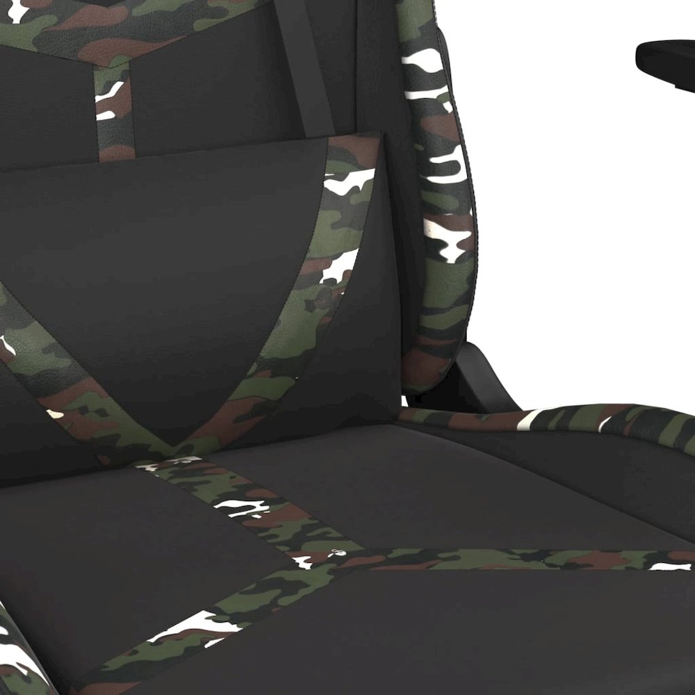 Gaming Chair with Footrest Black and Camouflage Faux Leather. Picture 9