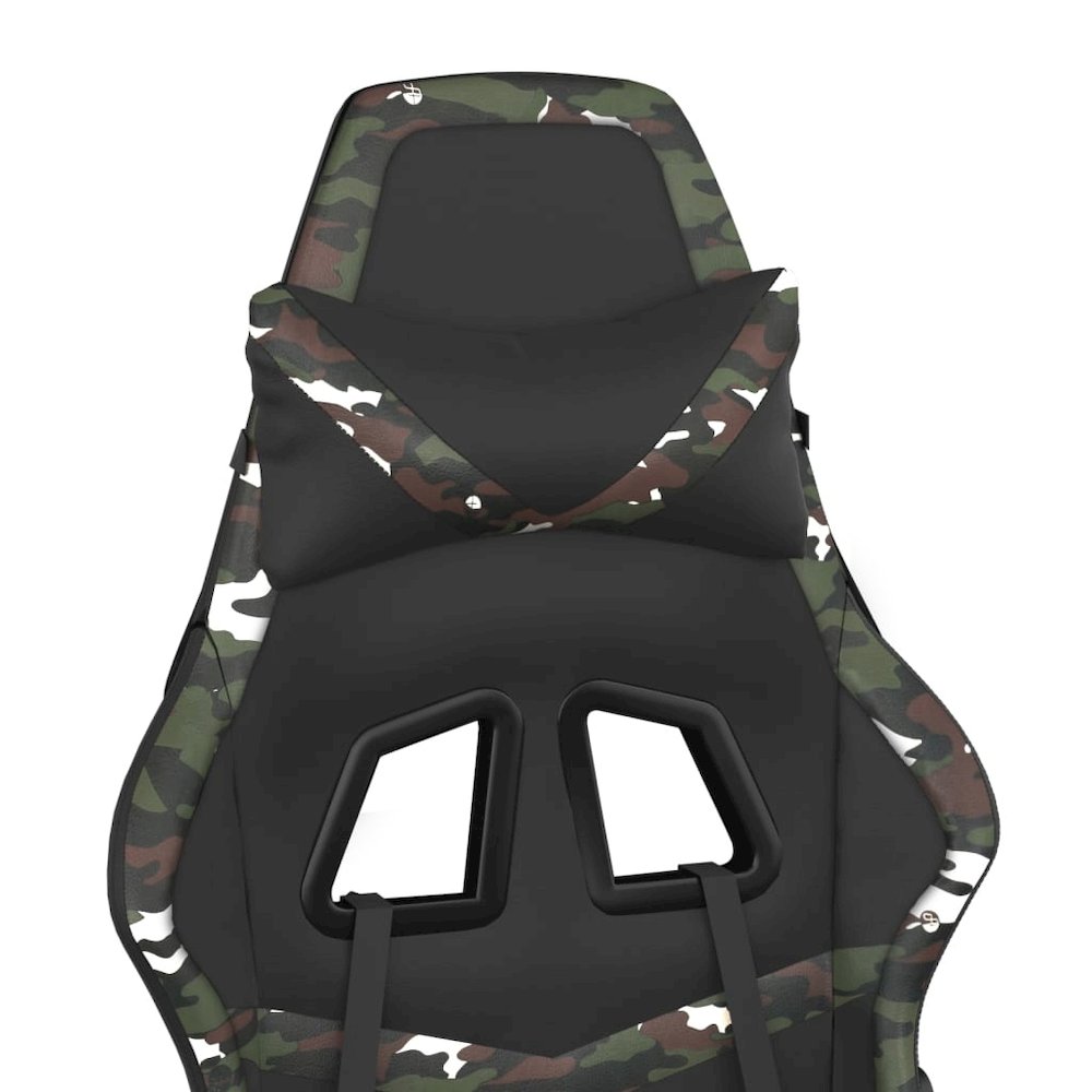 Gaming Chair with Footrest Black and Camouflage Faux Leather. Picture 10