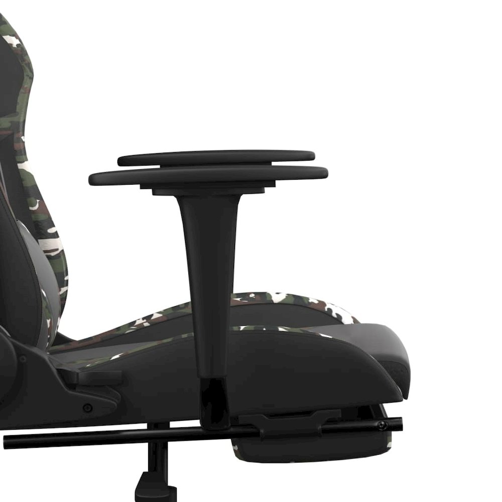Gaming Chair with Footrest Black and Camouflage Faux Leather. Picture 11