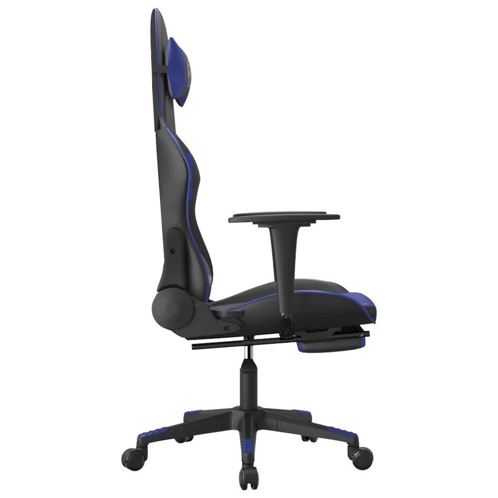 Gaming Chair Black and Blue Faux leather, metal, plywood Adjustable. Picture 4