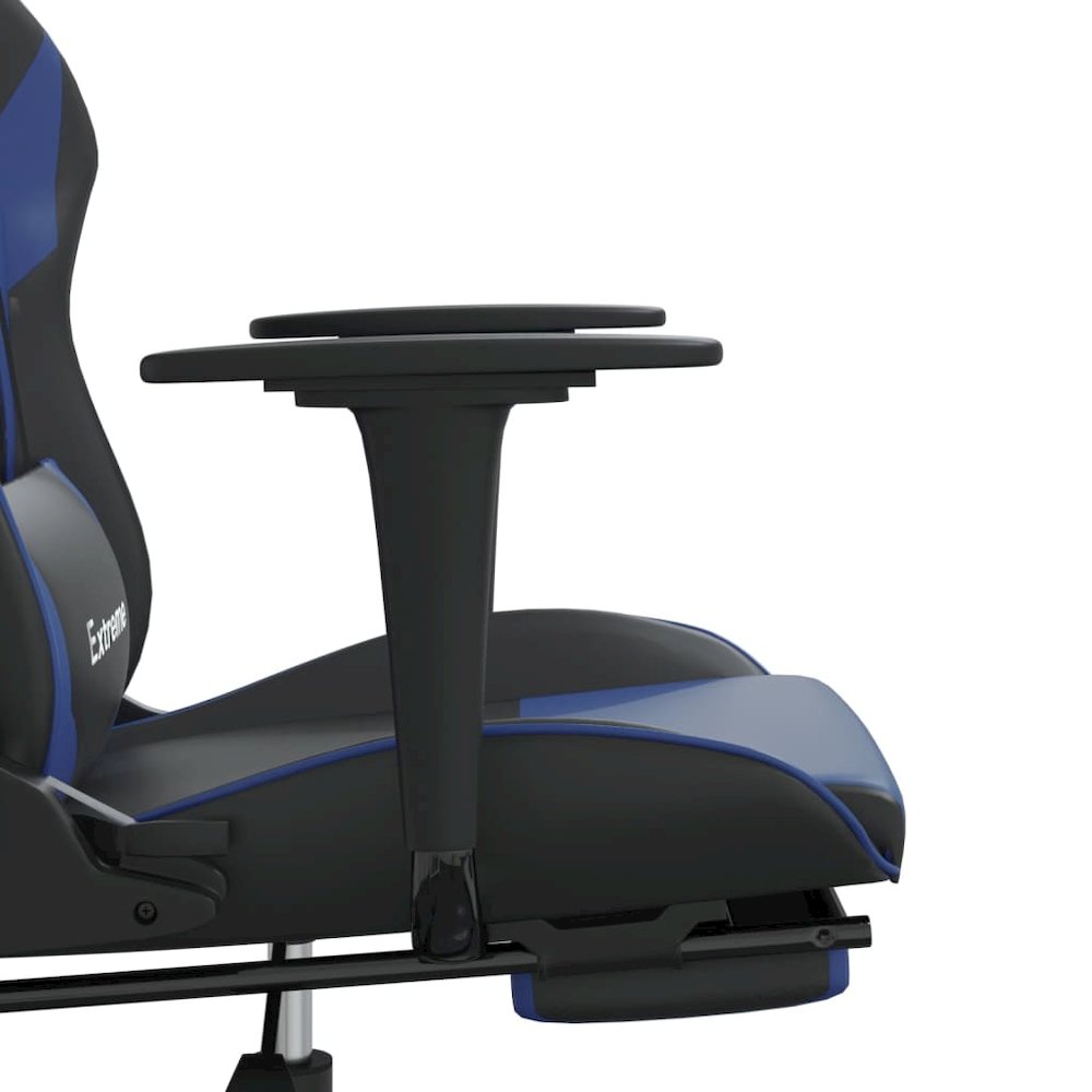 Gaming Chair Black and Blue Faux leather, metal, plywood Adjustable. Picture 11
