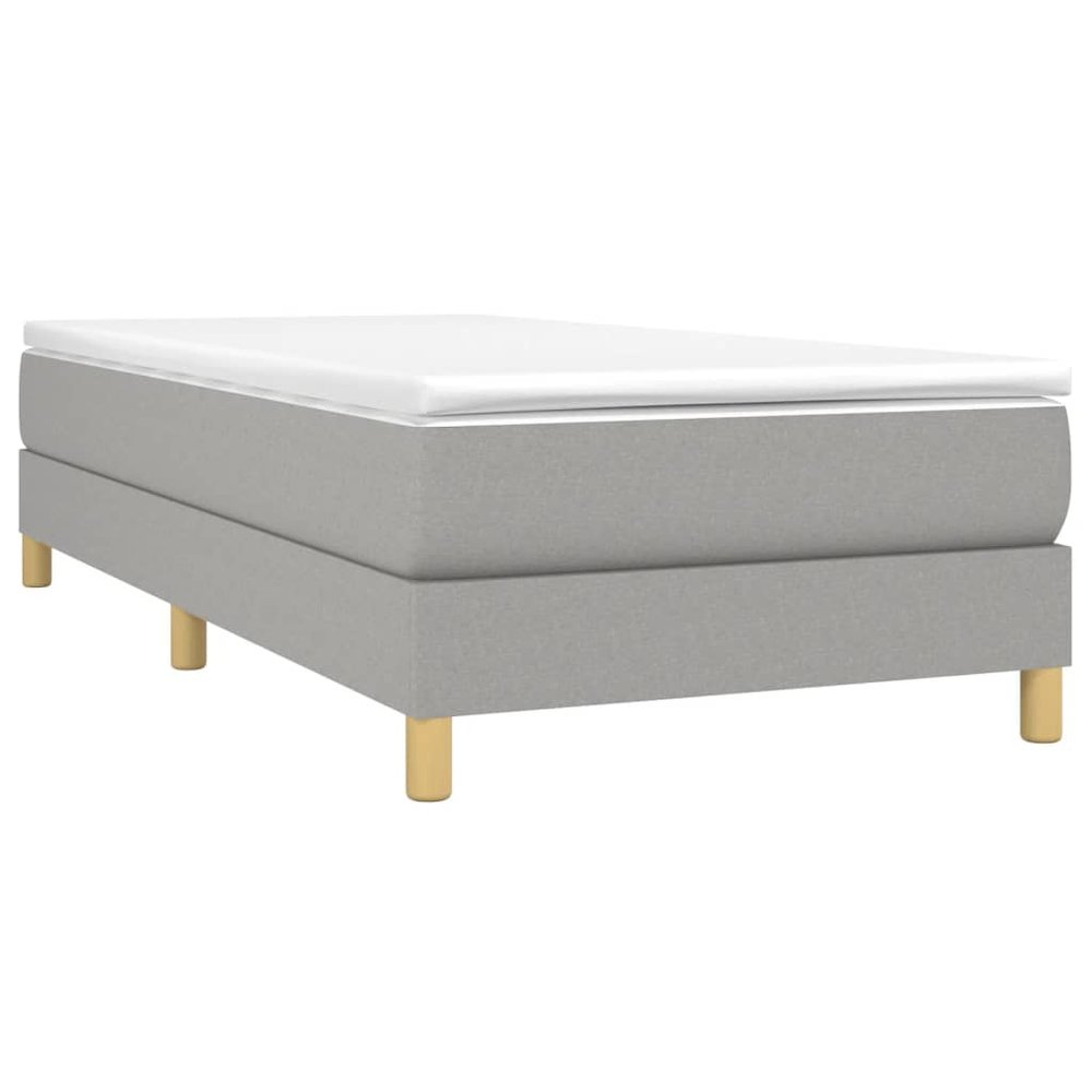 Bed Frame Light Gray Polyester, Plywood, Engineered Wood Twin XL. Picture 3