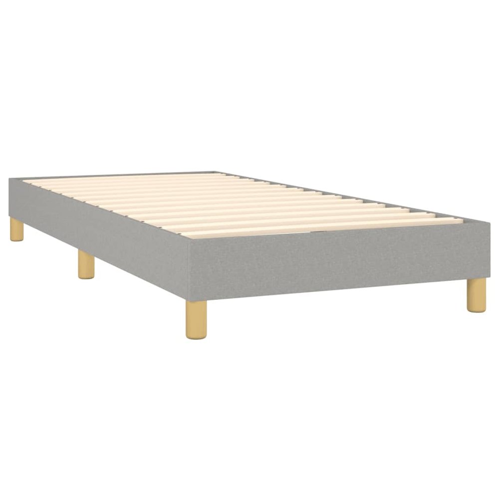 Bed Frame Light Gray Polyester, Plywood, Engineered Wood Twin XL. Picture 4