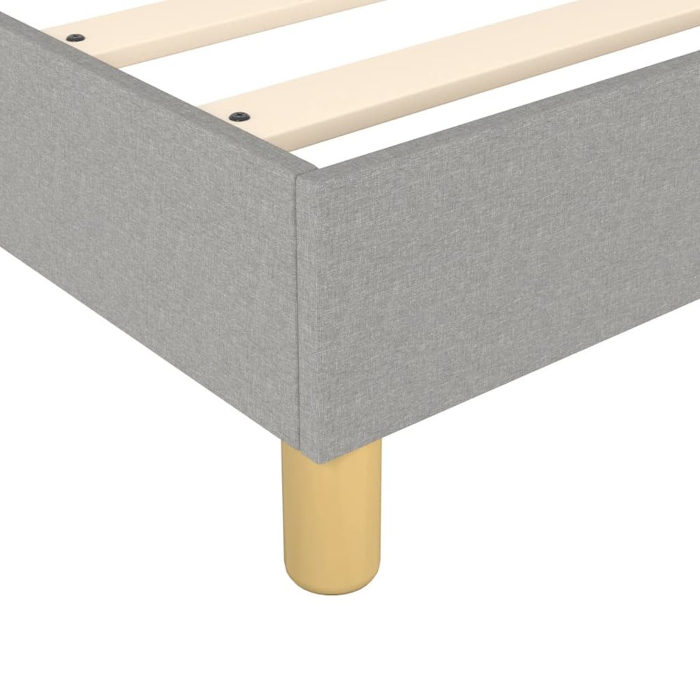 Bed Frame Light Gray Polyester, Plywood, Engineered Wood Twin XL. Picture 7
