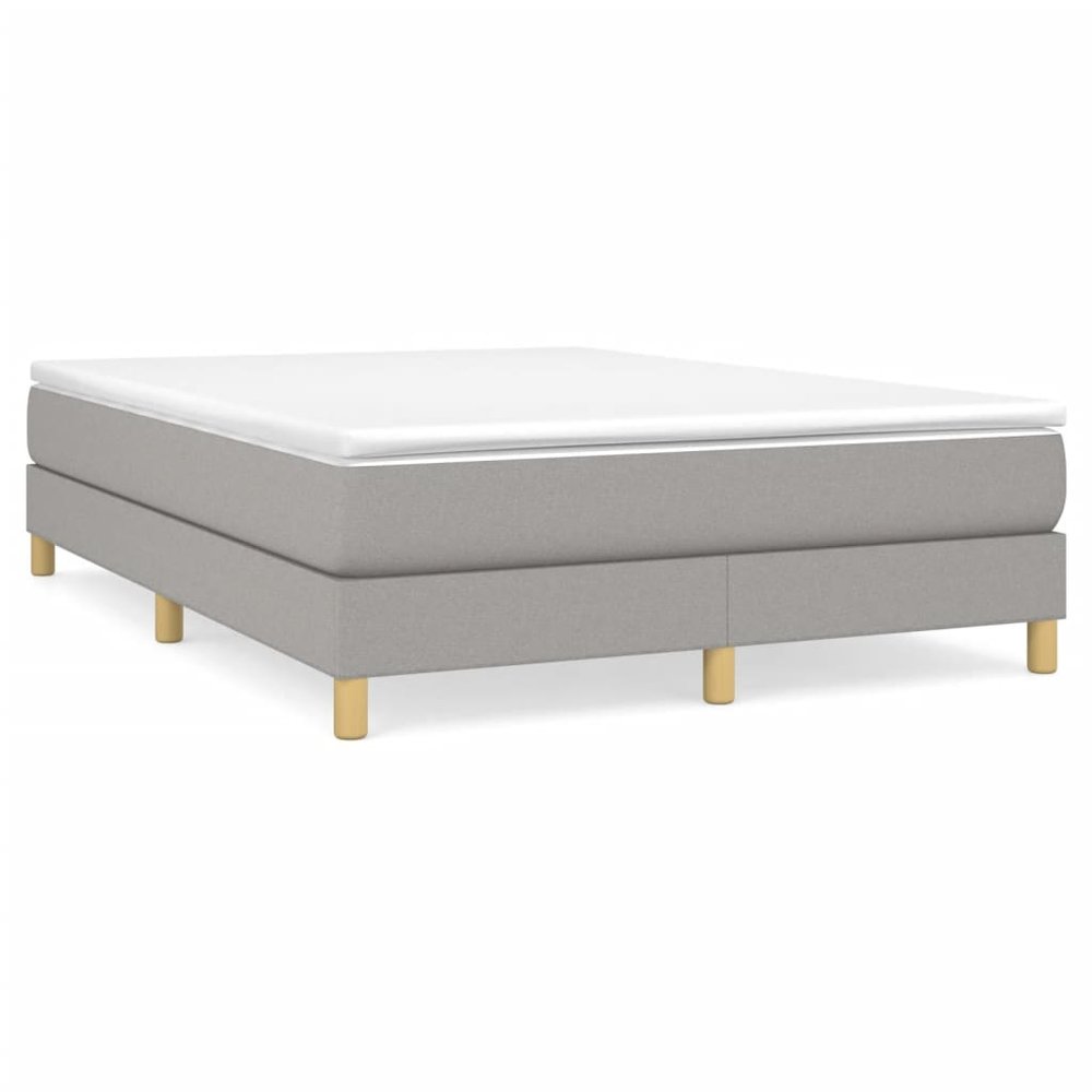 Bed Frame Light Grey 100% polyester fabric, plywood, engineered wood. Picture 2