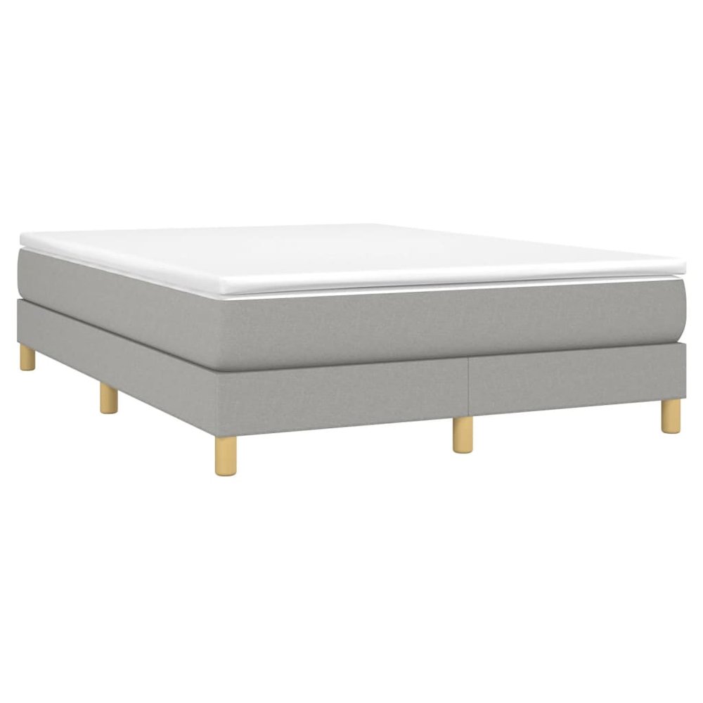 Bed Frame Light Grey 100% polyester fabric, plywood, engineered wood. Picture 3
