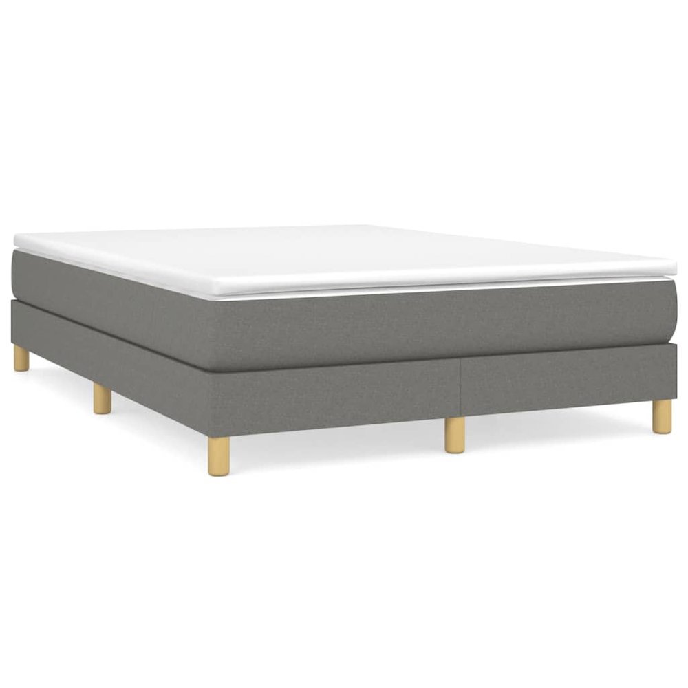 Bed Frame Dark Grey Polyester Queen Rectangular Modern. Picture 2