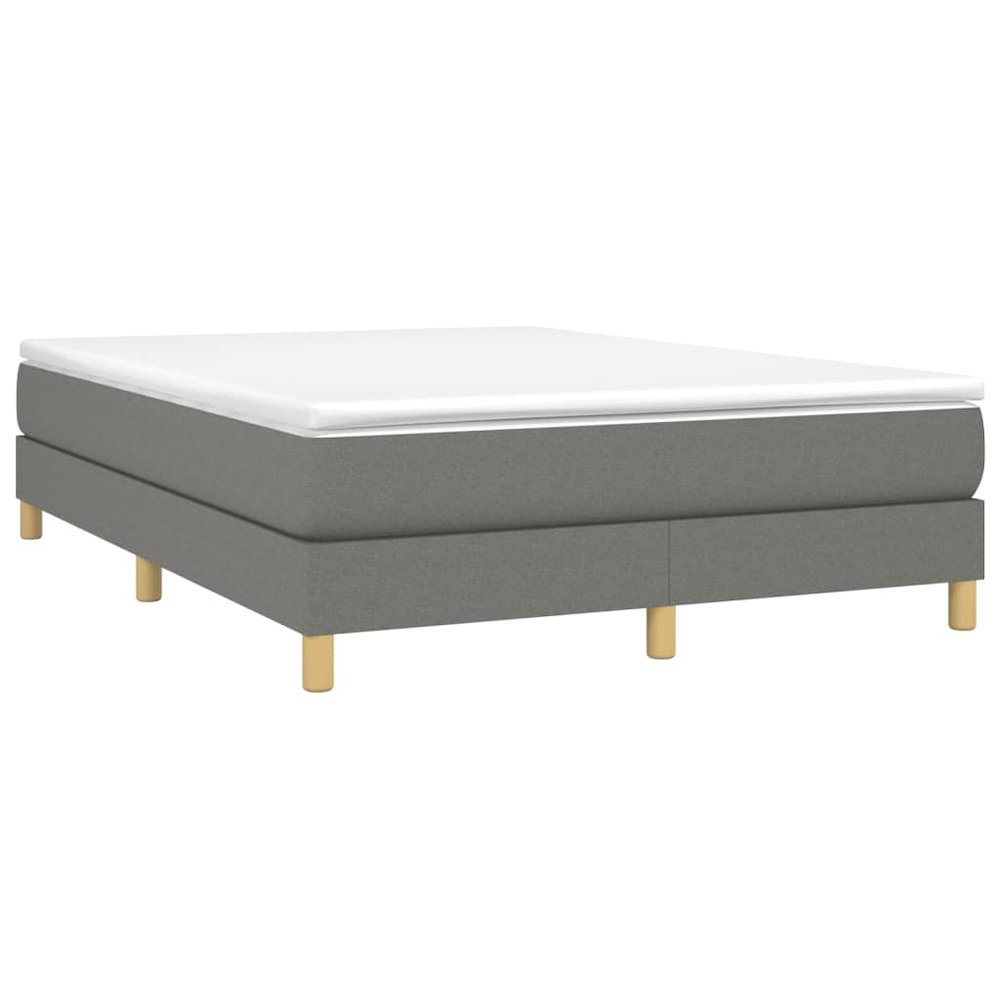 Bed Frame Dark Grey Polyester Queen Rectangular Modern. Picture 3