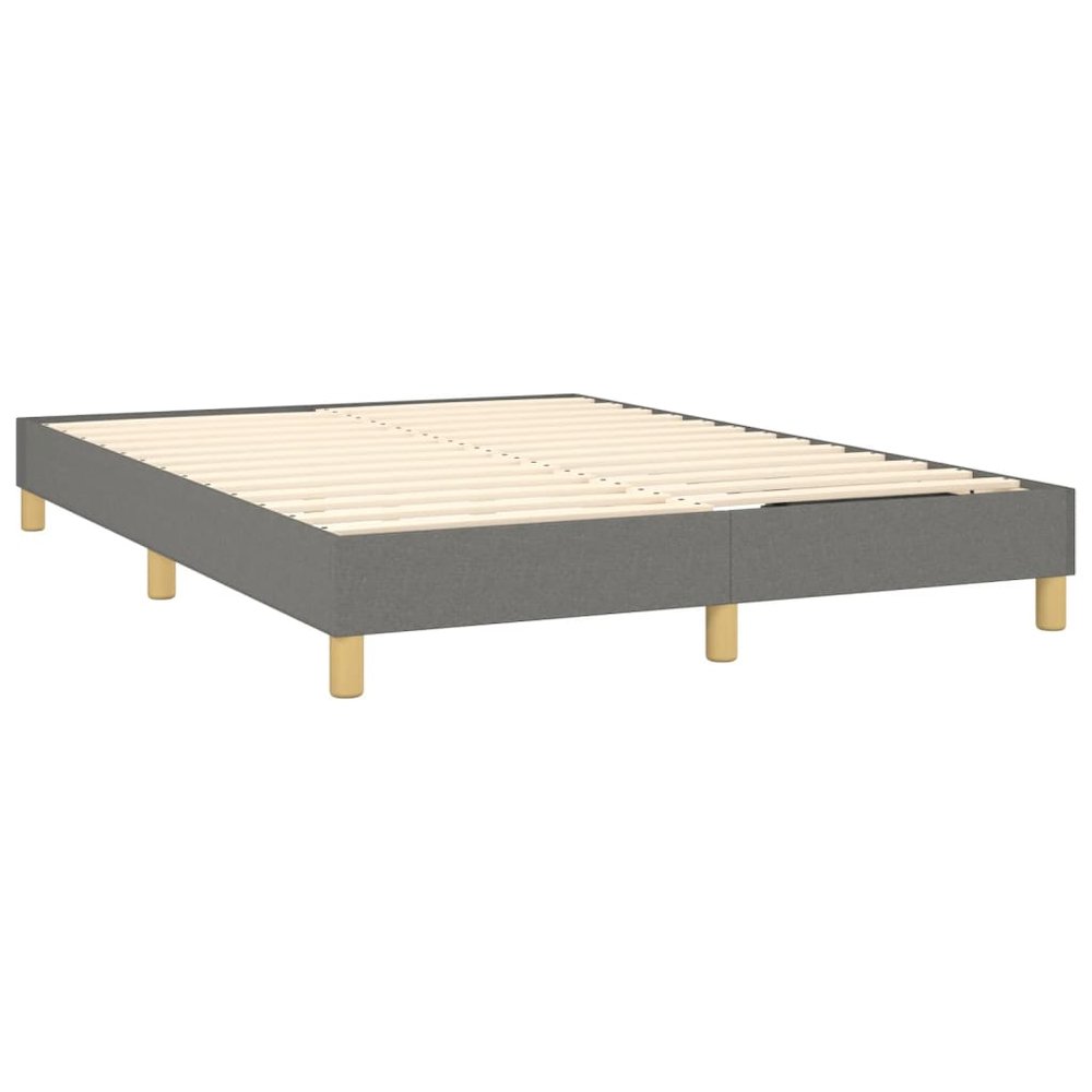 Bed Frame Dark Grey Polyester Queen Rectangular Modern. Picture 4