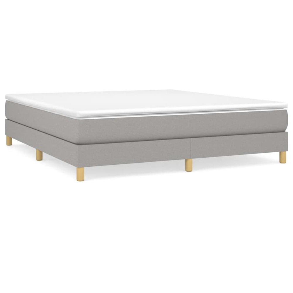 Bed Frame Light Grey 100% Polyester, Plywood, Engineered Wood. Picture 1