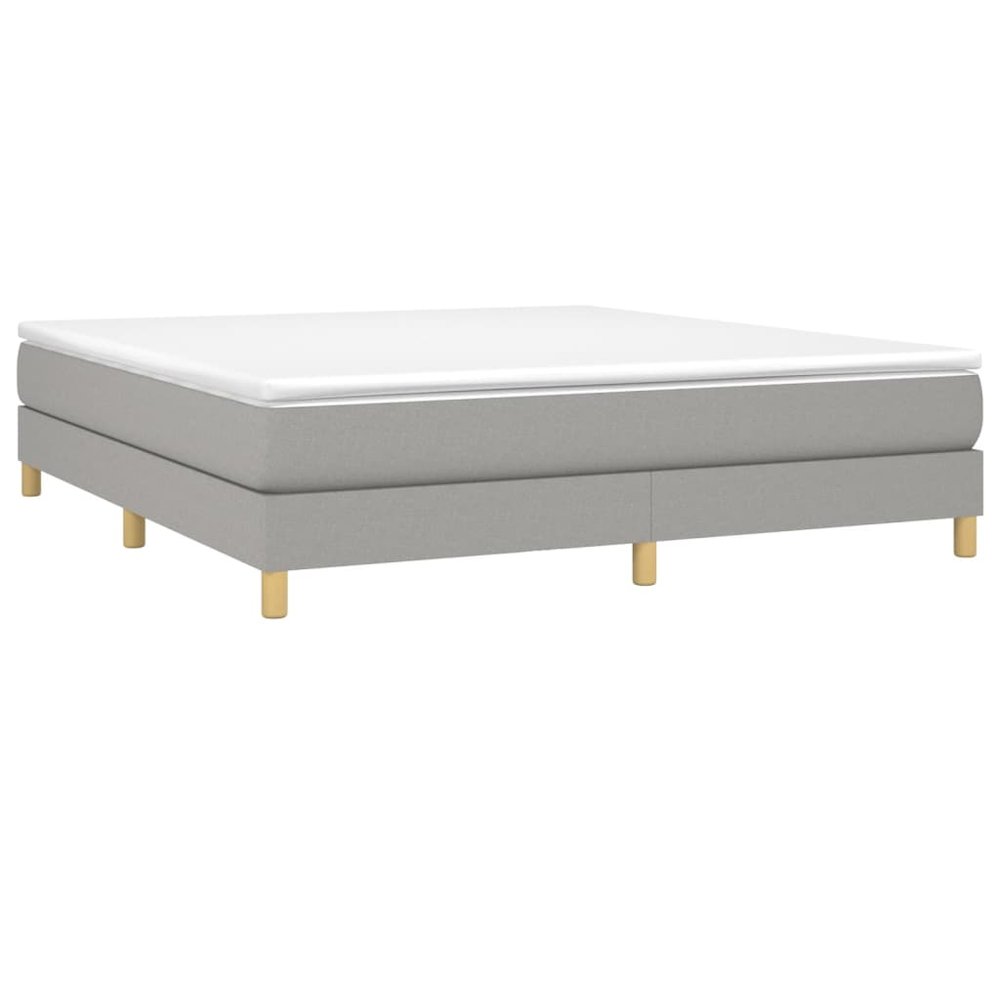 Bed Frame Light Grey 100% Polyester, Plywood, Engineered Wood. Picture 2