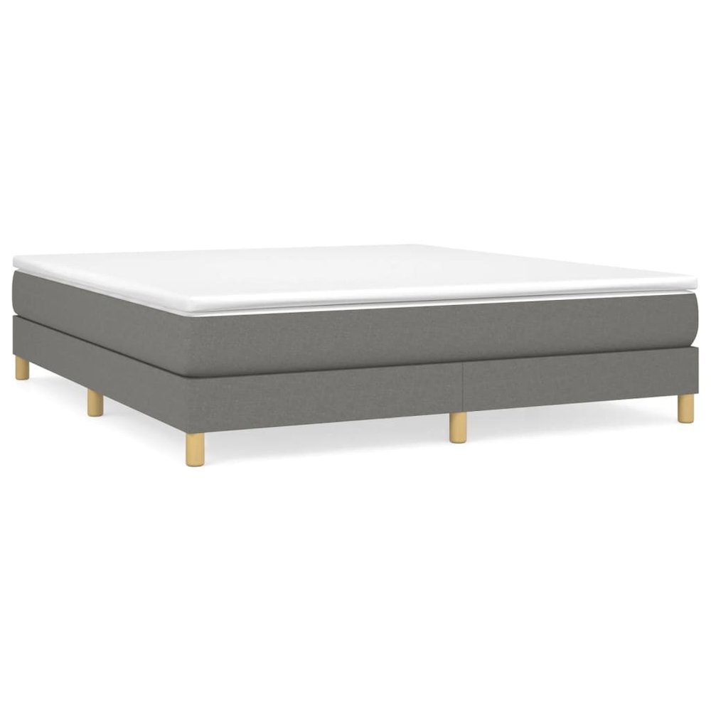 Bed Frame Dark Gray Polyester, Plywood, Engineered Wood King. Picture 2