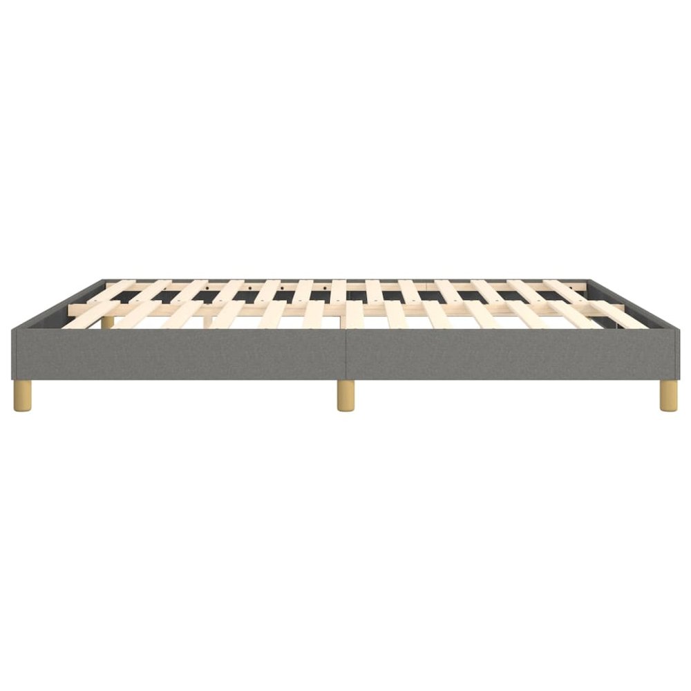 Bed Frame Dark Gray Polyester, Plywood, Engineered Wood King. Picture 6