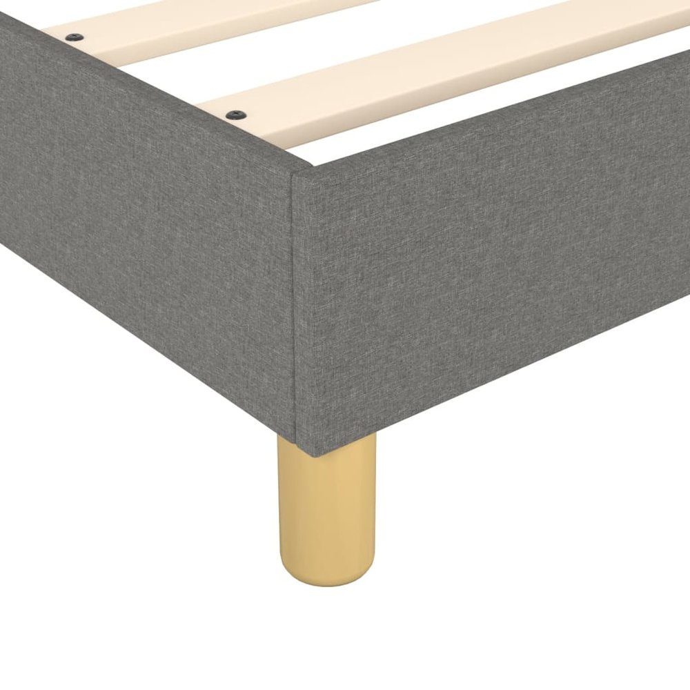 Bed Frame Dark Gray Polyester, Plywood, Engineered Wood King. Picture 7