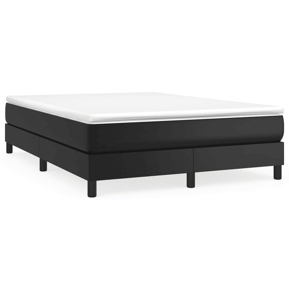 Bed Frame Black Faux leather, plywood, engineered wood Double. Picture 2