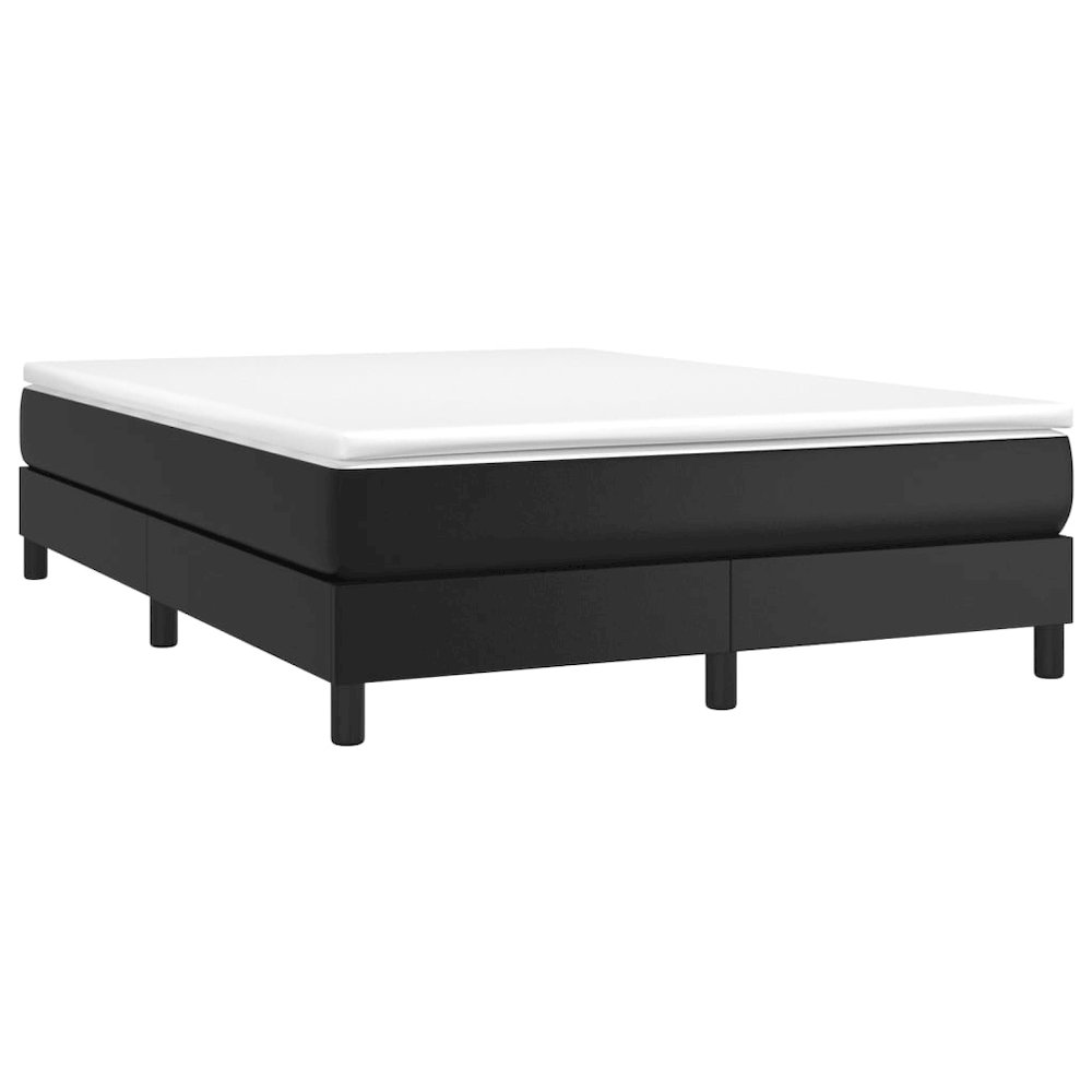 Bed Frame Black Faux leather, plywood, engineered wood Double. Picture 3