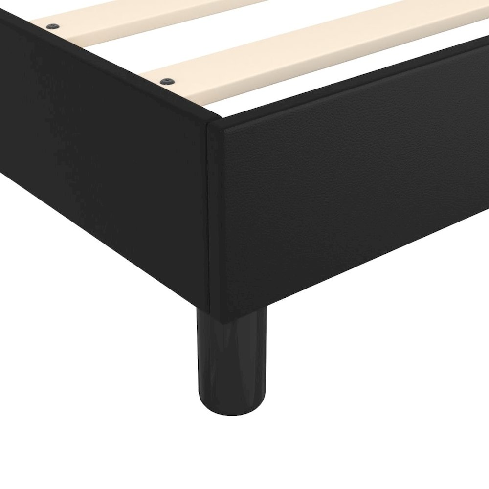 Bed Frame Black Faux leather, plywood, engineered wood Double. Picture 6