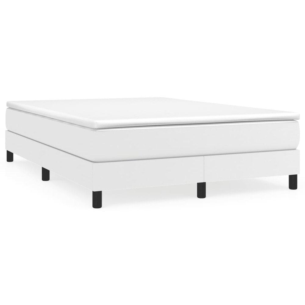 Bed Frame White Faux leather, plywood, engineered wood Full. Picture 2