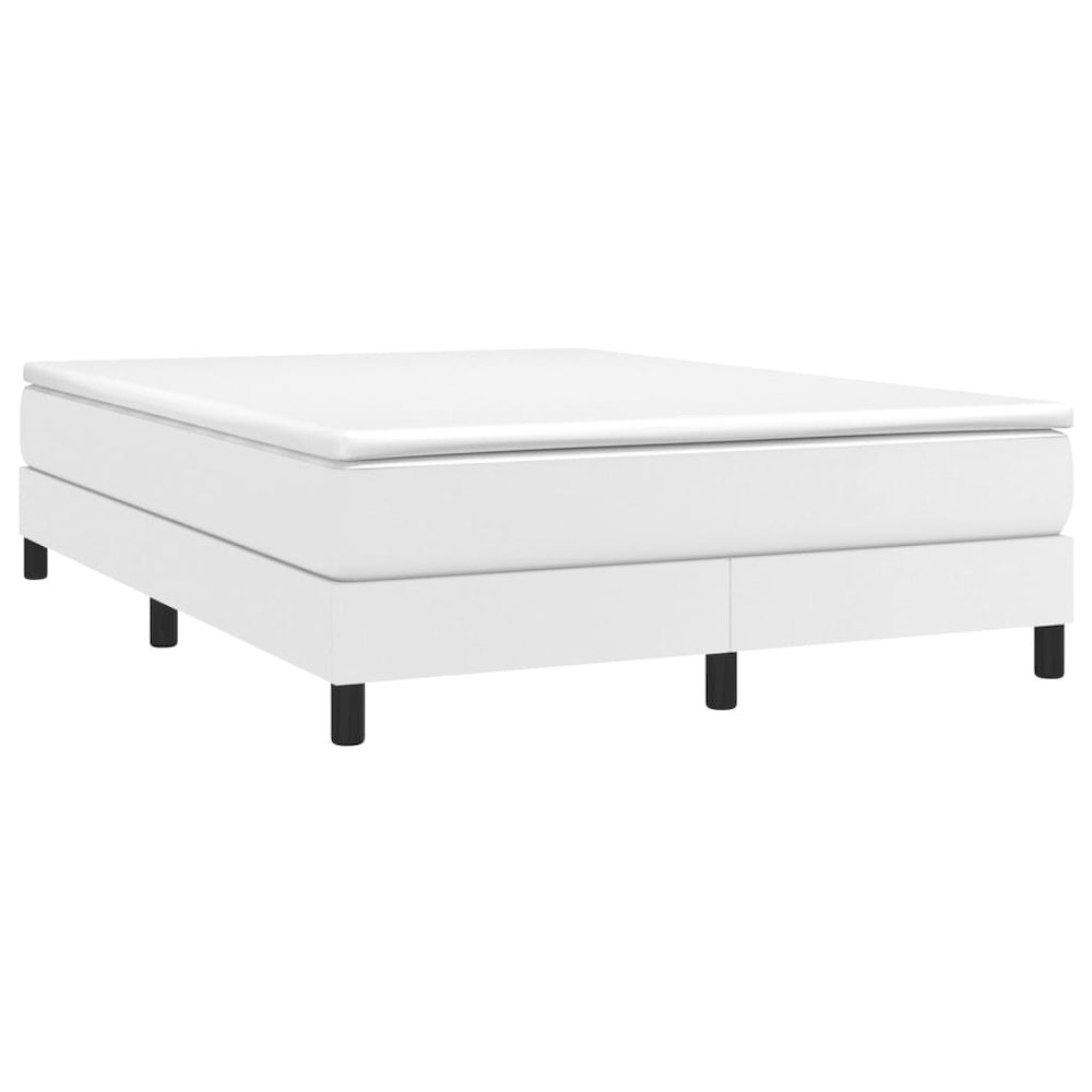 Bed Frame White Faux leather, plywood, engineered wood Full. Picture 3