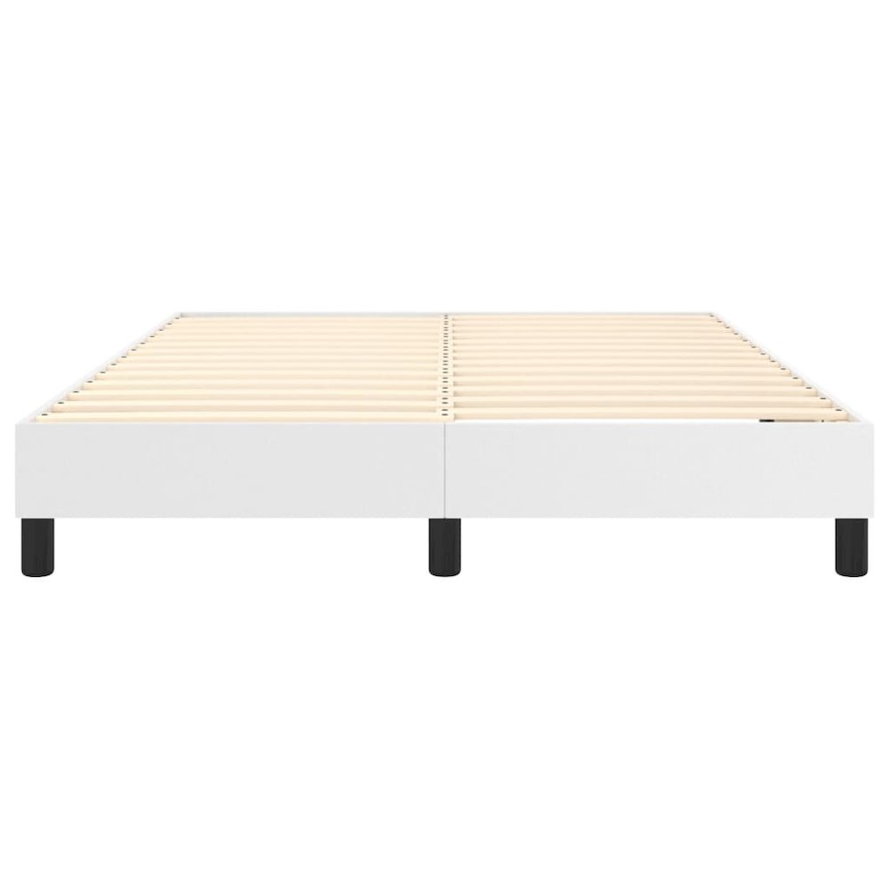 Bed Frame White Faux leather, plywood, engineered wood Full. Picture 5