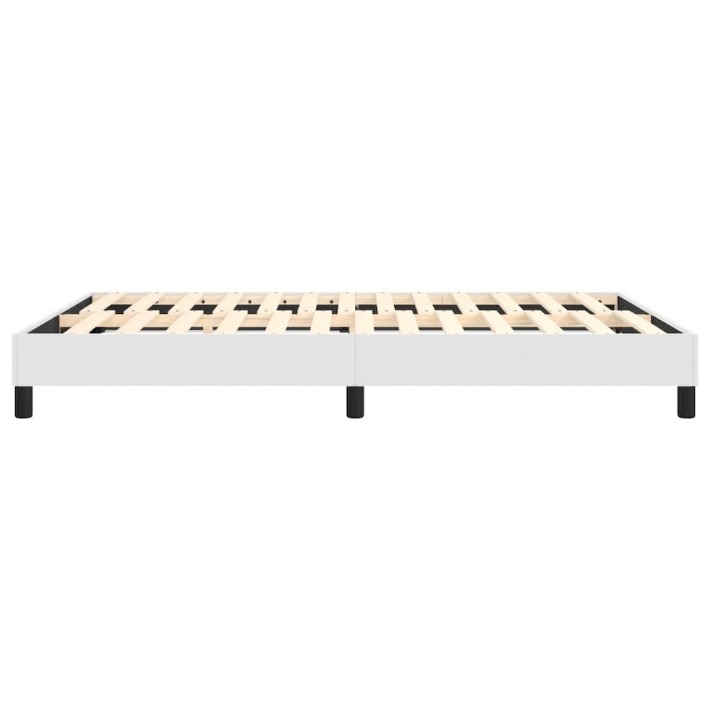 Bed Frame White Faux leather, plywood, engineered wood Full. Picture 6