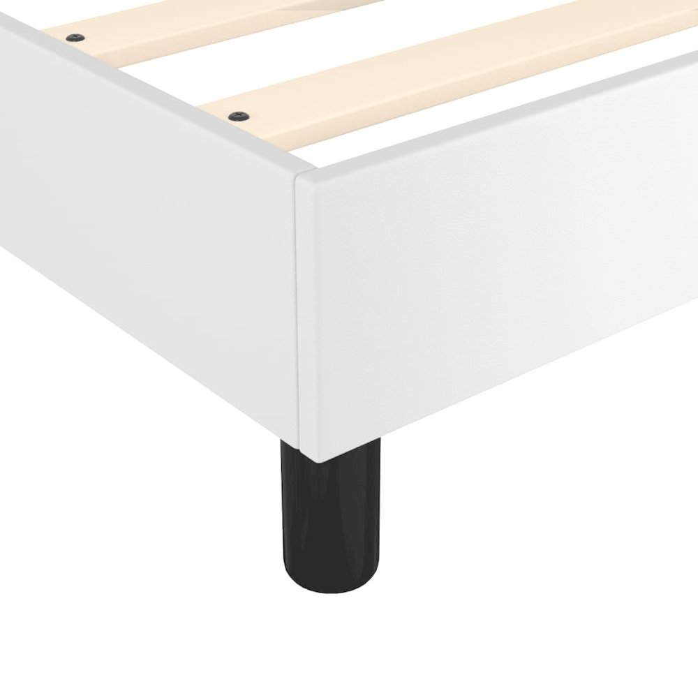 Bed Frame White Faux leather, plywood, engineered wood Queen. Picture 7