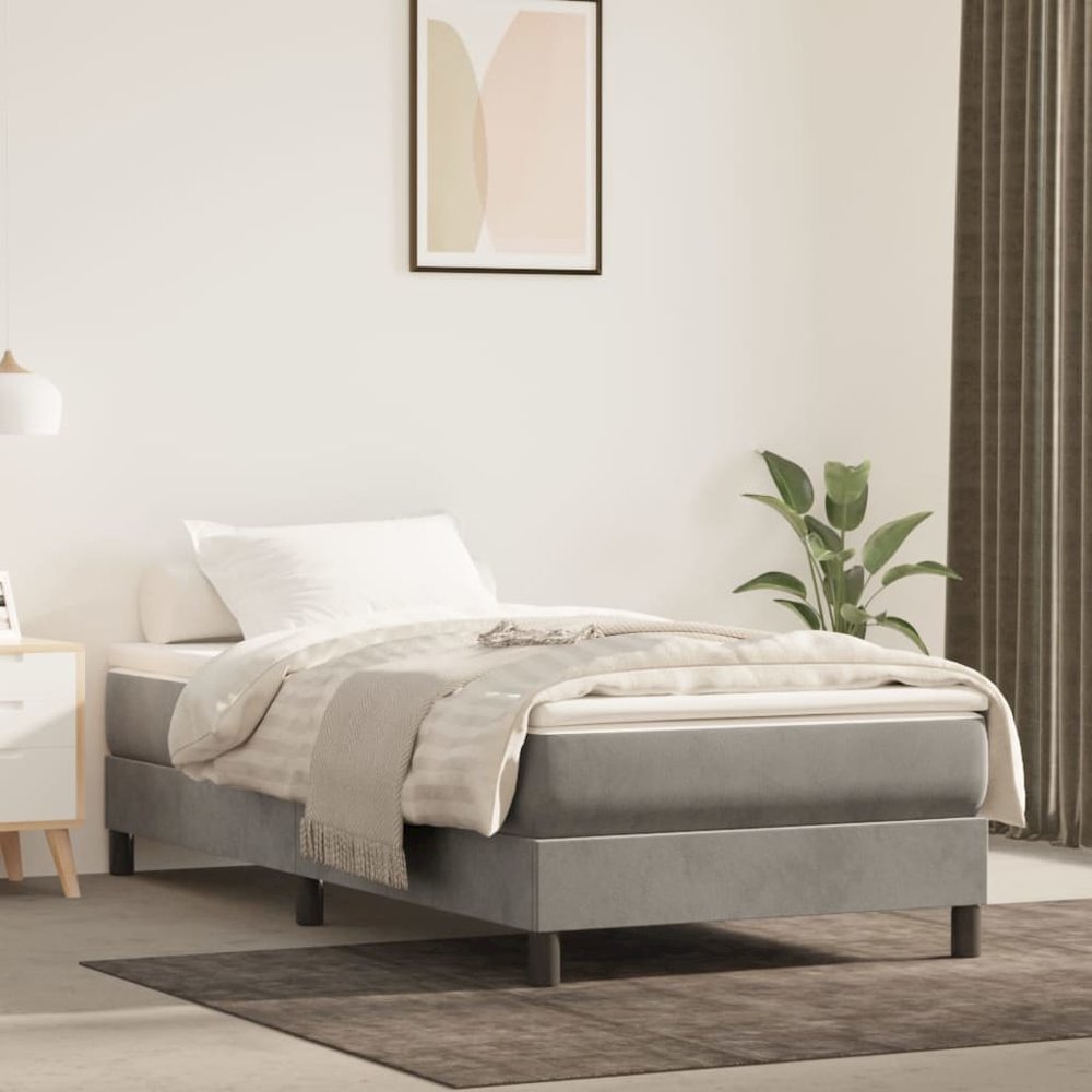 Bed Frame Light Gray. Picture 1
