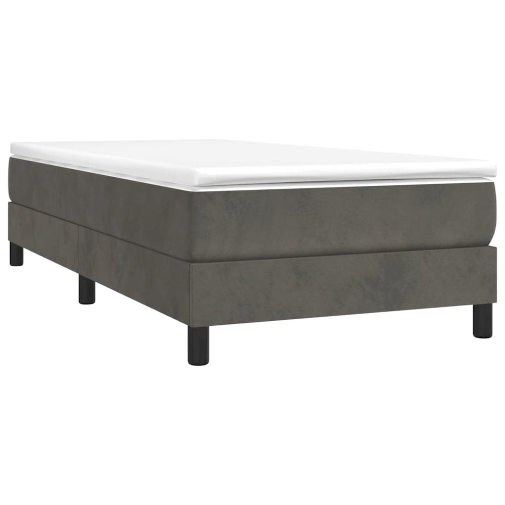 Bed Frame Dark Grey Velvet (100% polyester), plywood, engineered wood. Picture 3