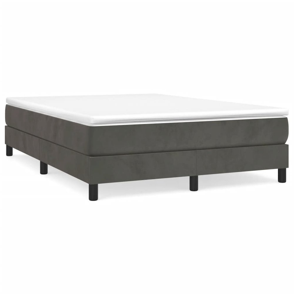 Bed Frame Dark grey Velvet (100% polyester), Plywood, Engineered Wood. Picture 2