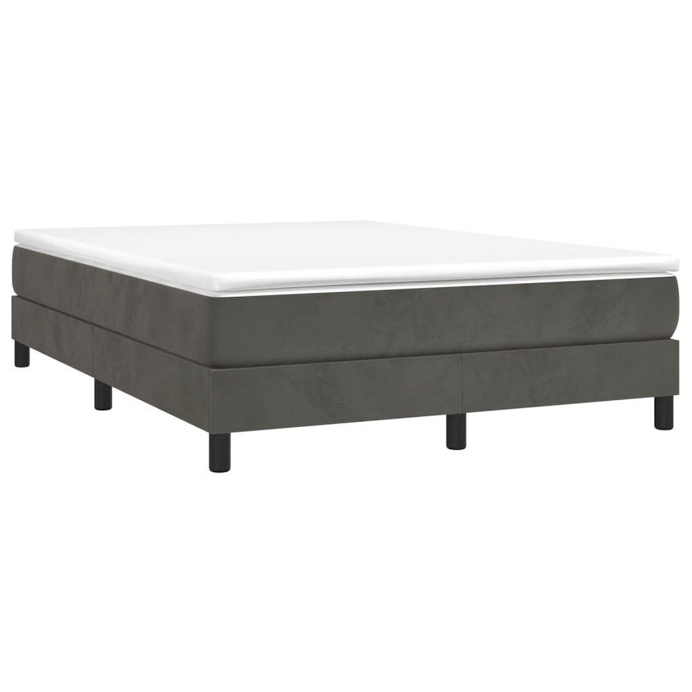 Bed Frame Dark grey Velvet (100% polyester), Plywood, Engineered Wood. Picture 3