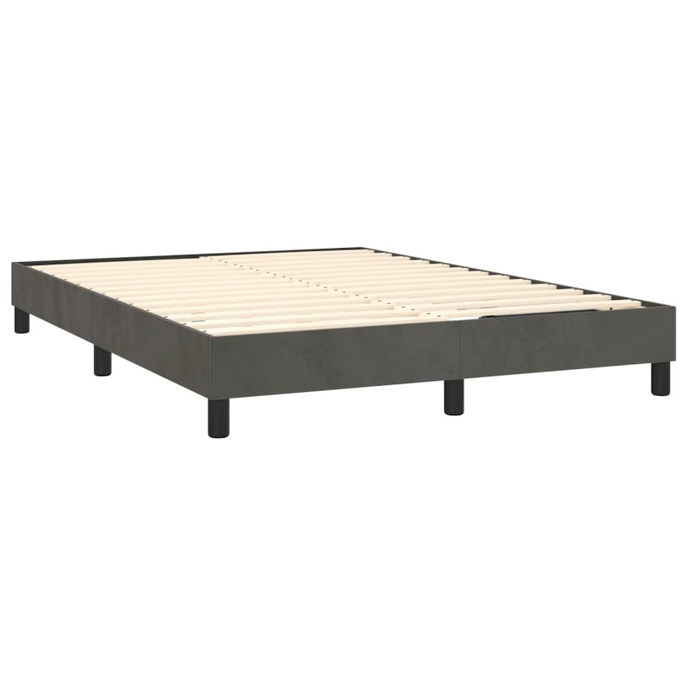 Bed Frame Dark grey Velvet (100% polyester), Plywood, Engineered Wood. Picture 4