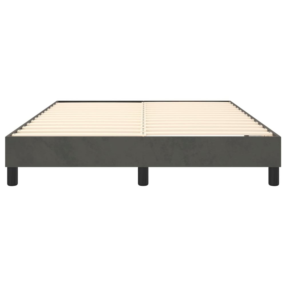 Bed Frame Dark grey Velvet (100% polyester), Plywood, Engineered Wood. Picture 5