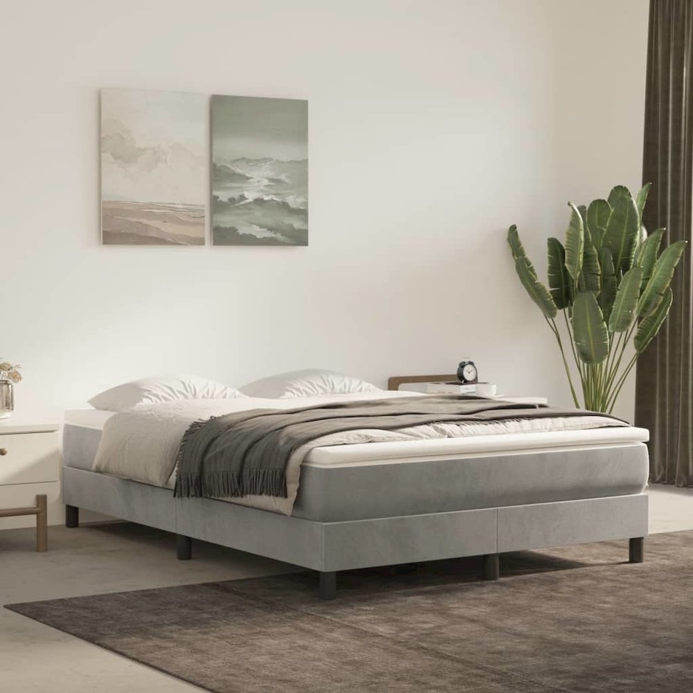Bed Frame Light Gray. Picture 1