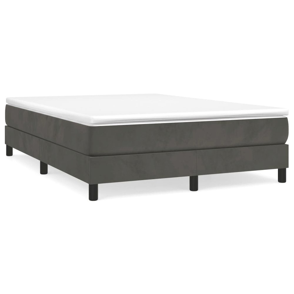 Bed Frame Dark Grey Velvet, plywood, engineered wood Queen. Picture 1