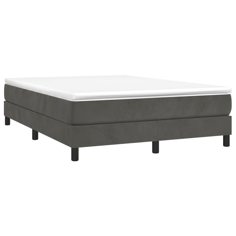 Bed Frame Dark Grey Velvet, plywood, engineered wood Queen. Picture 2