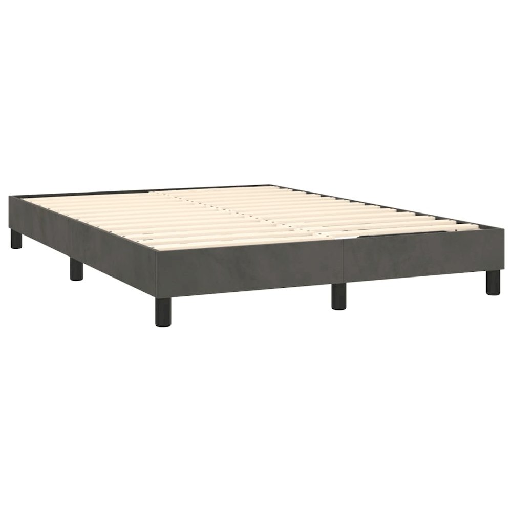 Bed Frame Dark Grey Velvet, plywood, engineered wood Queen. Picture 3