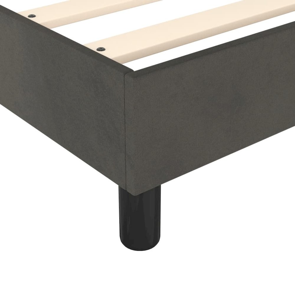 Bed Frame Dark Grey Velvet, plywood, engineered wood Queen. Picture 5
