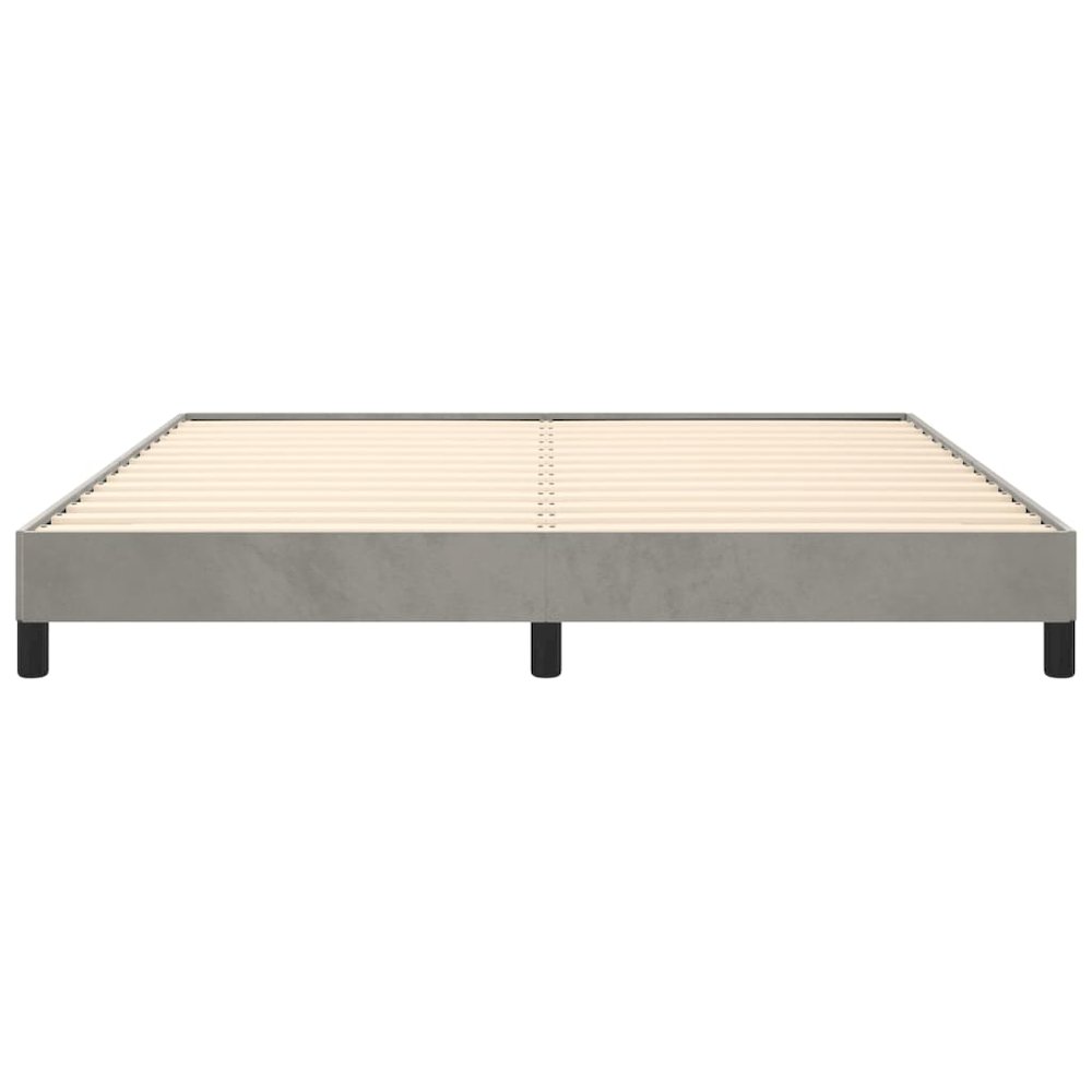 Bed Frame Light Grey Velvet, plywood, engineered wood King. Picture 5