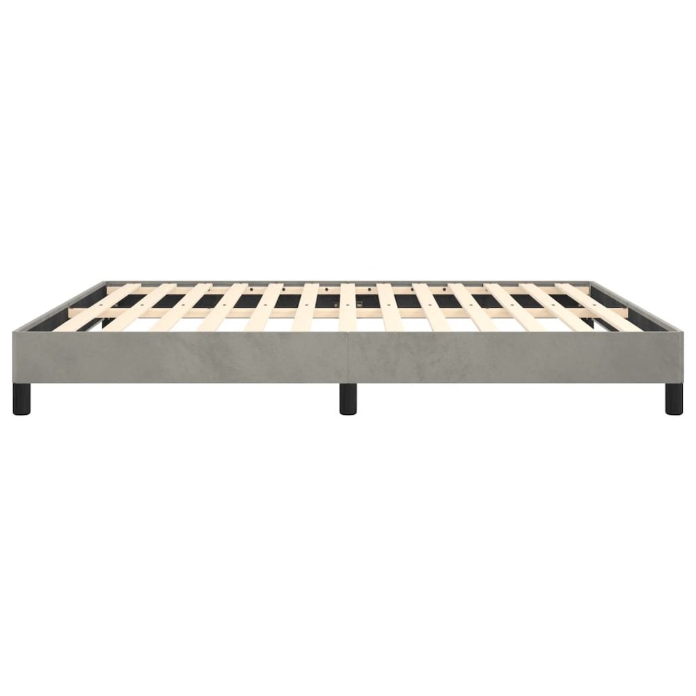 Bed Frame Light Grey Velvet, plywood, engineered wood King. Picture 6