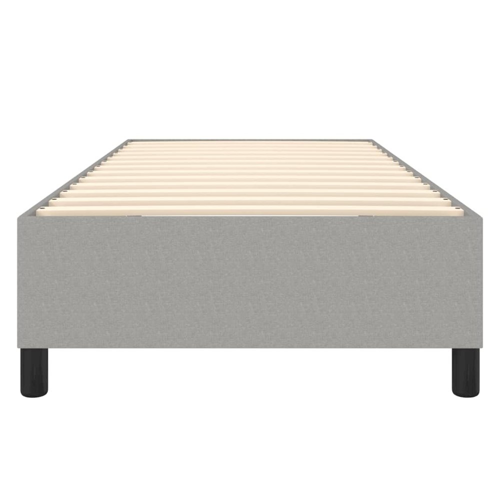Bed Frame Light Grey Polyester, Plywood, Engineered Wood Twin XL. Picture 5