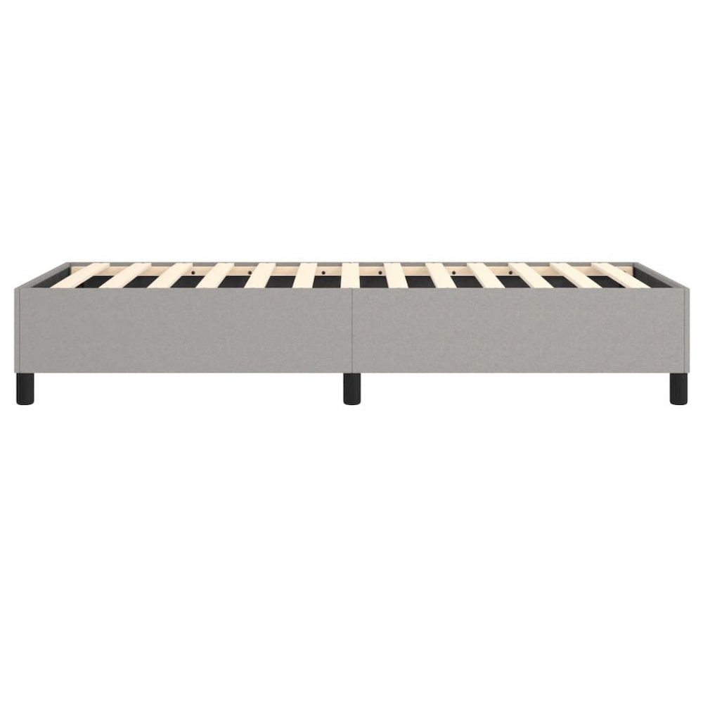 Bed Frame Light Grey Polyester, Plywood, Engineered Wood Twin XL. Picture 6