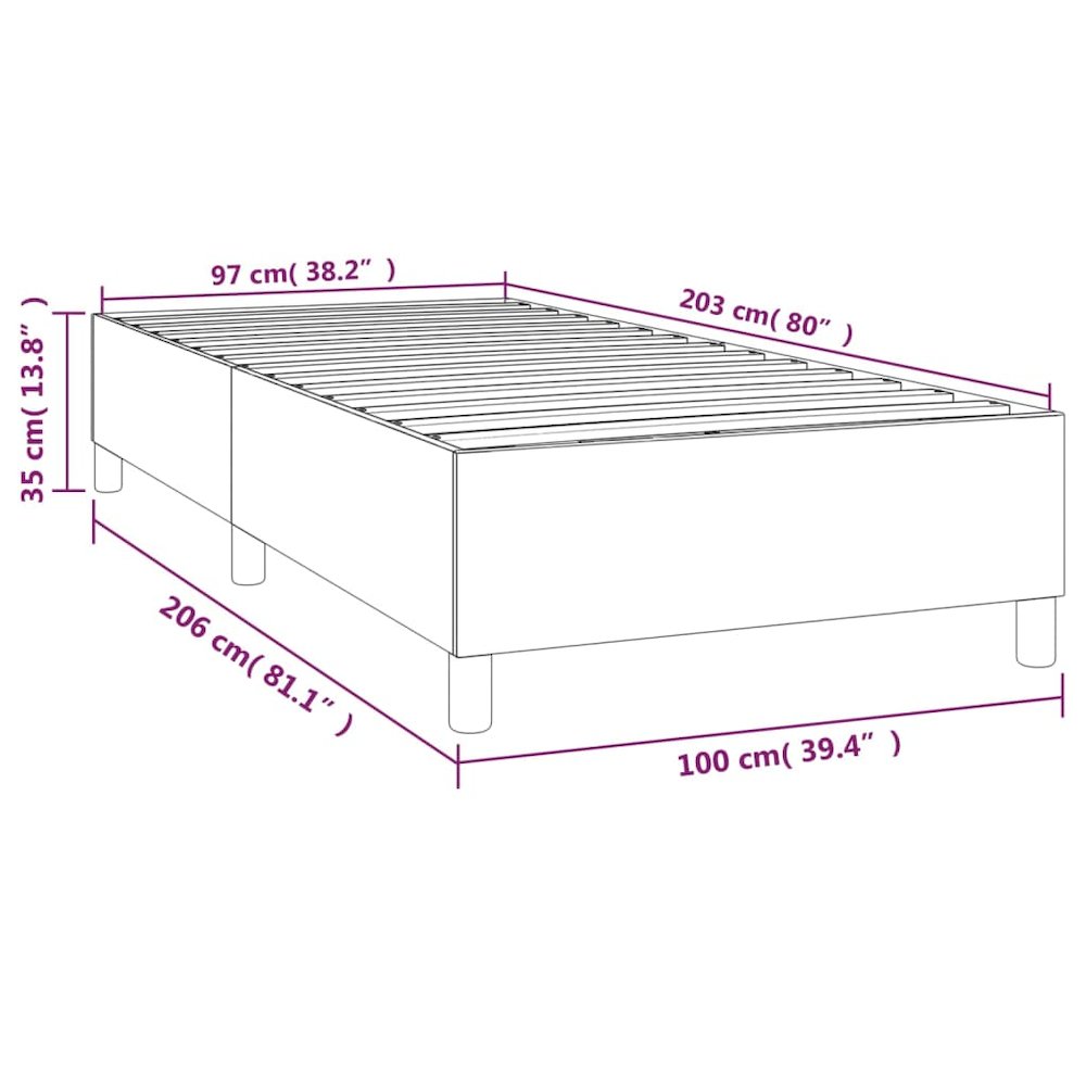 Bed Frame Light Grey Polyester, Plywood, Engineered Wood Twin XL. Picture 9