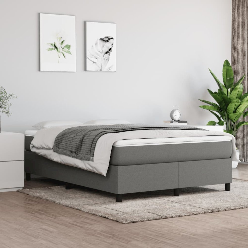 Bed Frame Dark Grey Polyester Full Modern Bed Frame. Picture 6