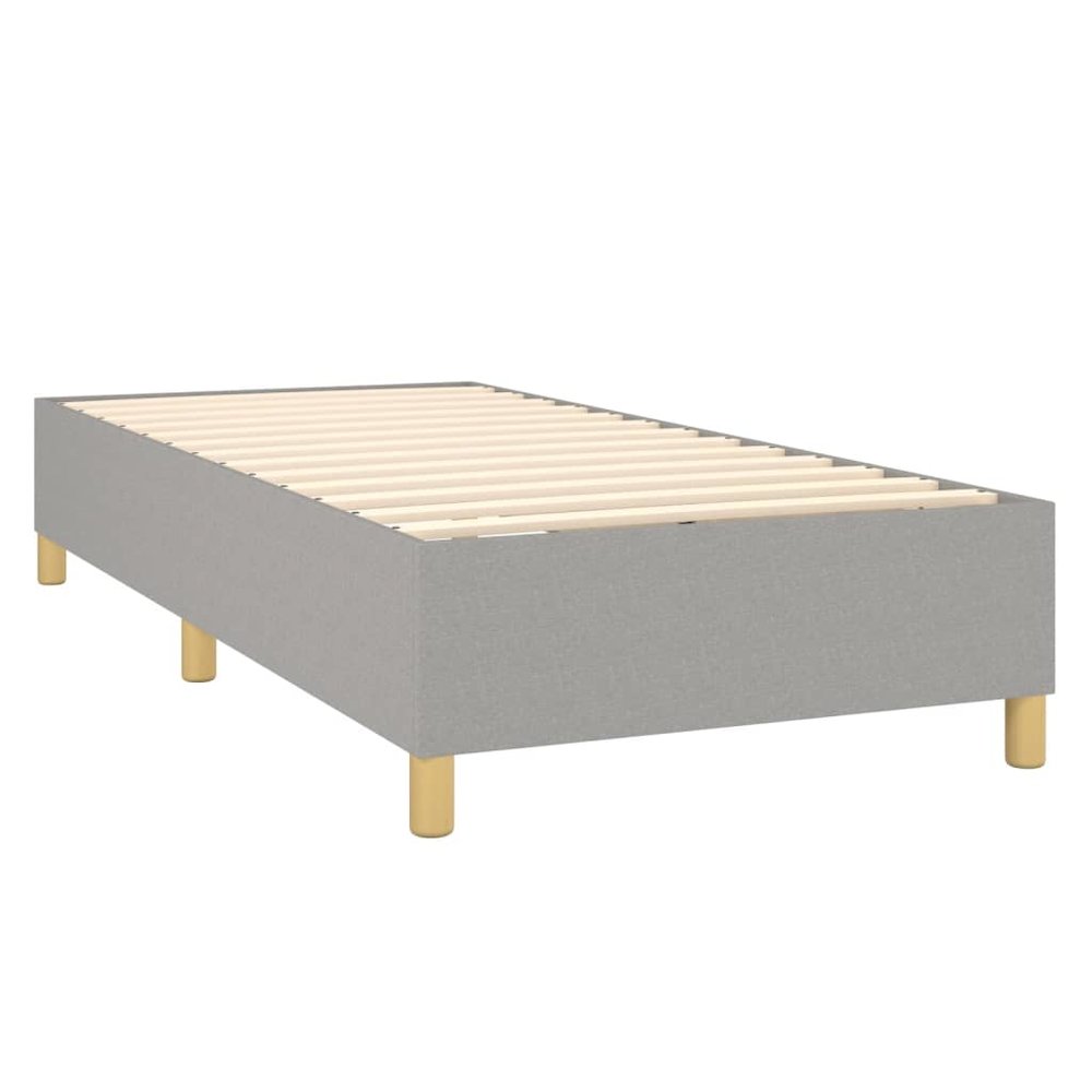 Bed Frame Light Grey 100% polyester, plywood, engineered wood. Picture 4