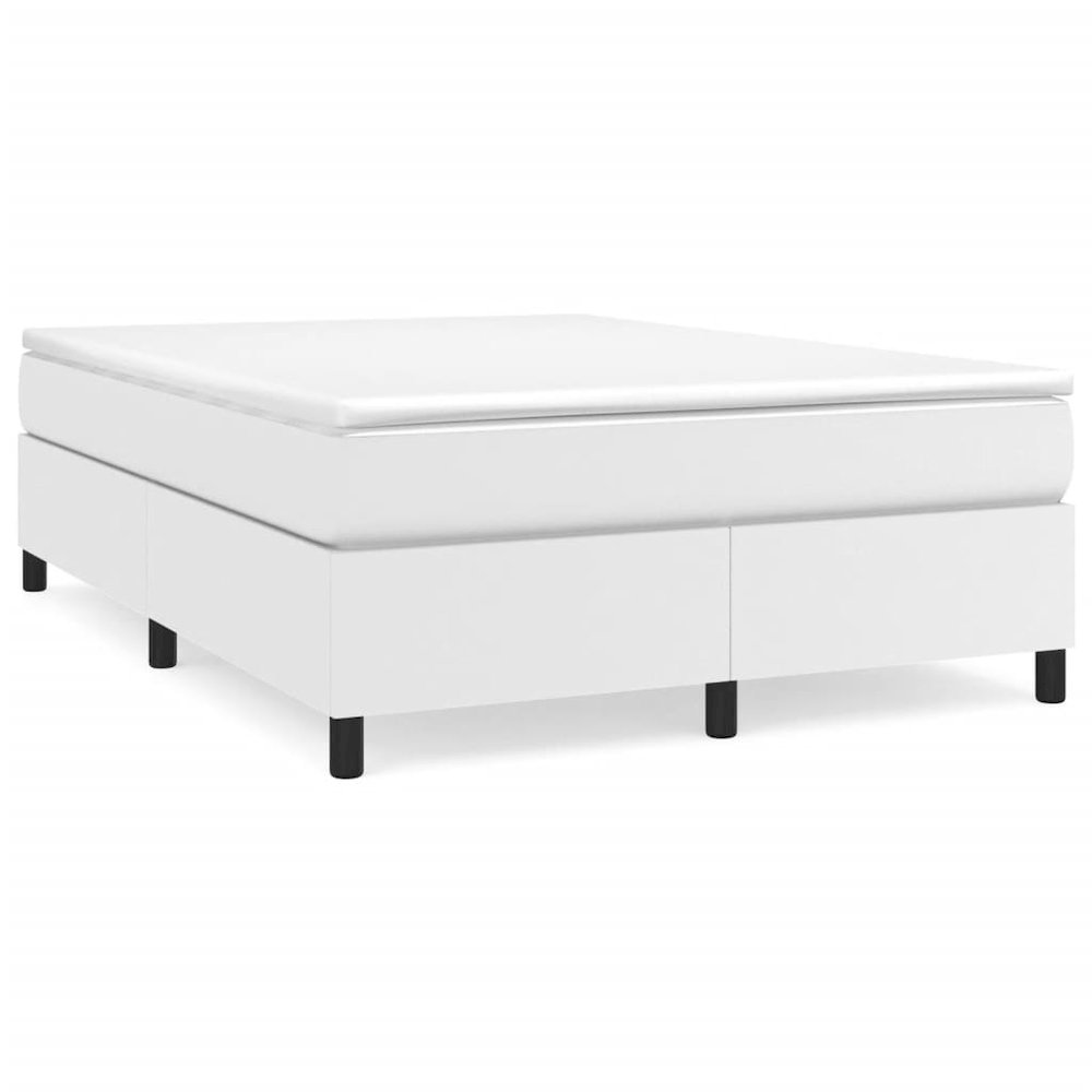 Bed Frame White Faux leather, plywood, engineered wood Queen. Picture 2