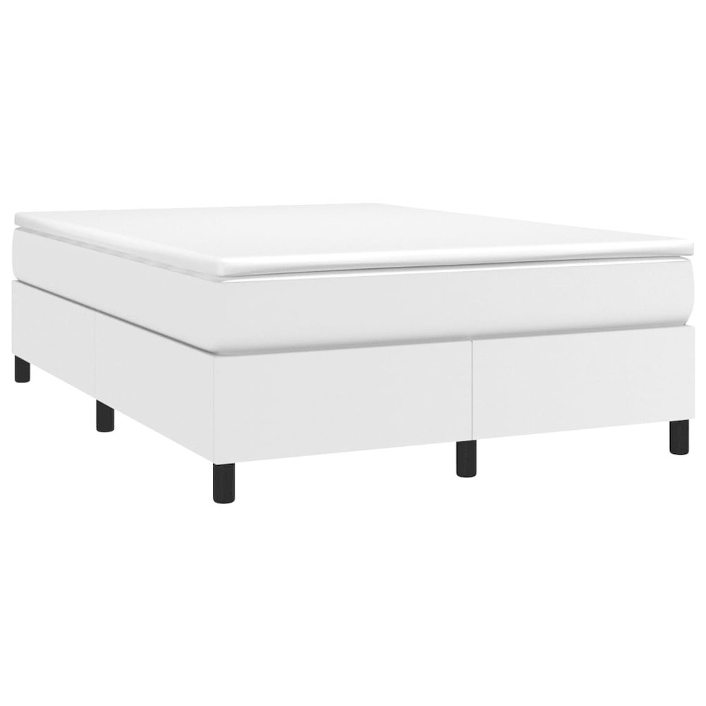 Bed Frame White Faux leather, plywood, engineered wood Queen. Picture 3